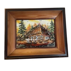 Wall Art Rustic Cabin in Autumn Forest NEW